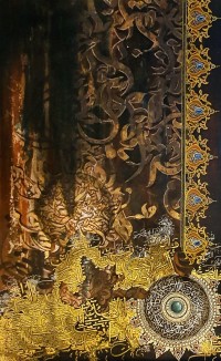 Mudassar Ali, Surah  Asar-Surah Kasur and Surah Fathia, 25 x 40 Inch, Oil on Canvas, Calligraphy Painting, AC-MSA-072
